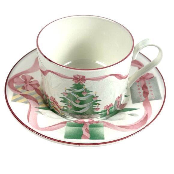 Sango Home for Christmas 1989 Korea Gold Mark # 3321 Flat Cup and Saucer Set - Picture 2 of 9